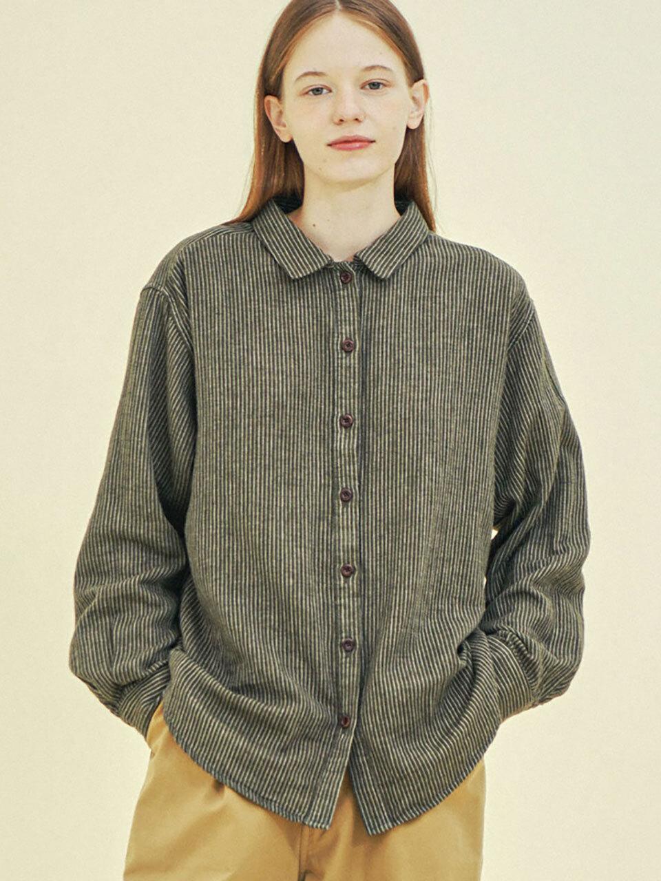 CHIQUITA Loose ST Double Cotton Shirt [Khaki] (243301TKH)