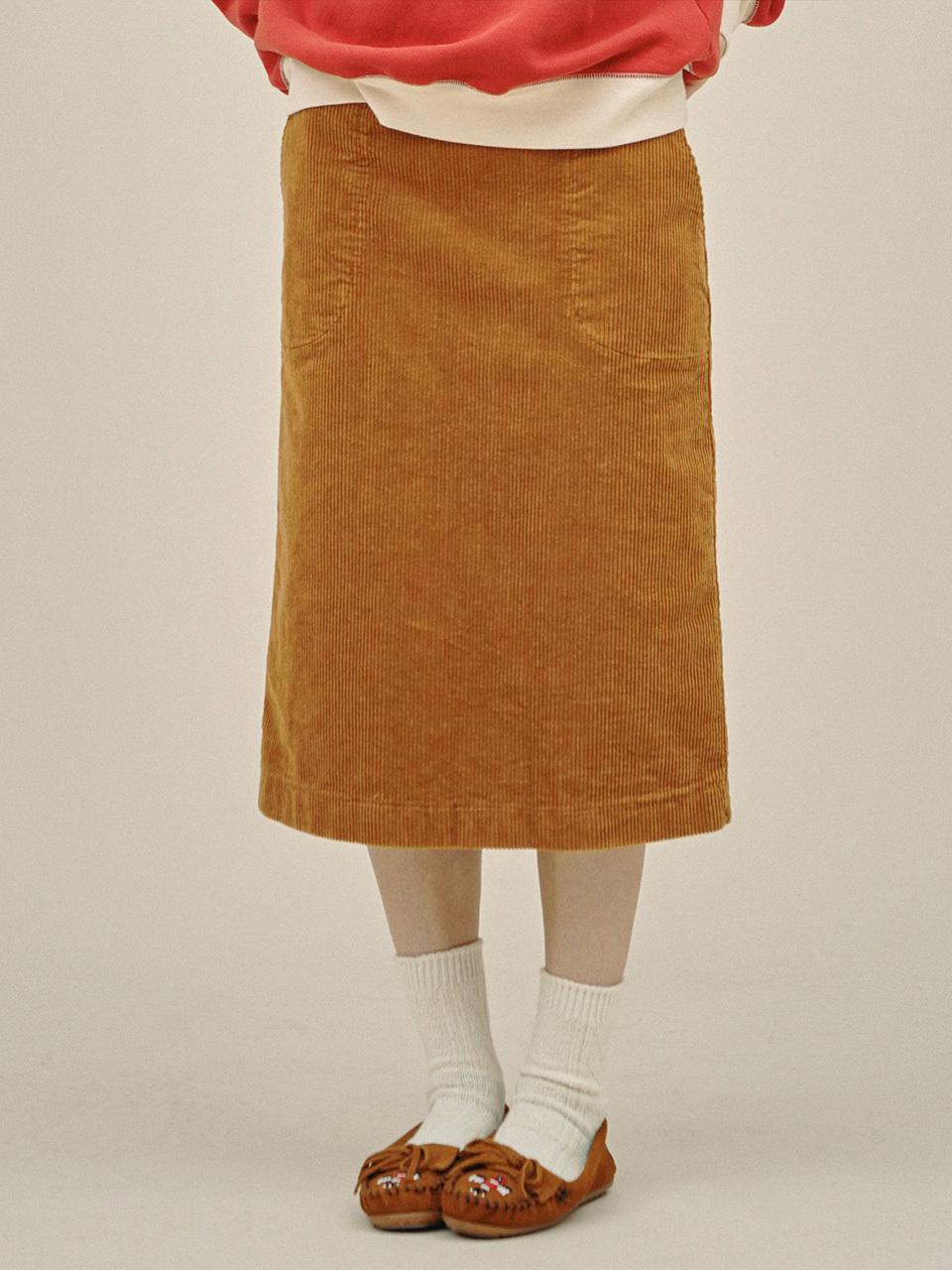 CHIQUITA No Band Corduroy Skirt (Camel) (234402SCM)