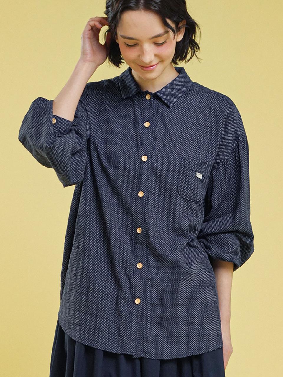 CHIQUITA Puff Dot Blouse [Navy] (241307ONV)