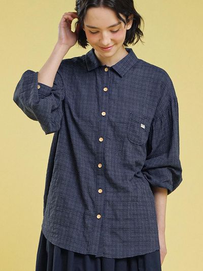 CHIQUITA Puff Dot Blouse [Navy] (241307ONV)