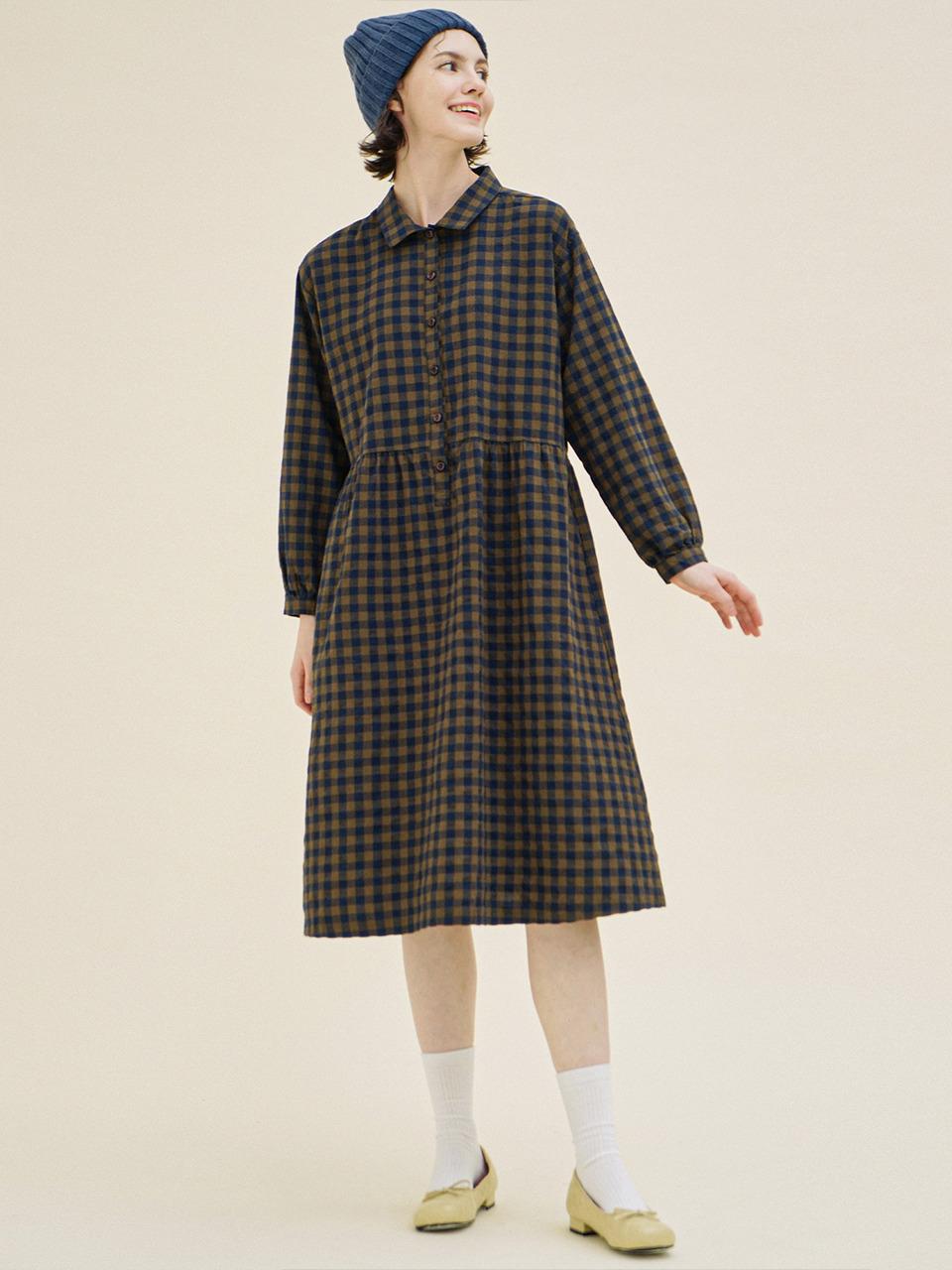CHIQUITA Pullover Check Dress [Khaki] (233202CKH)