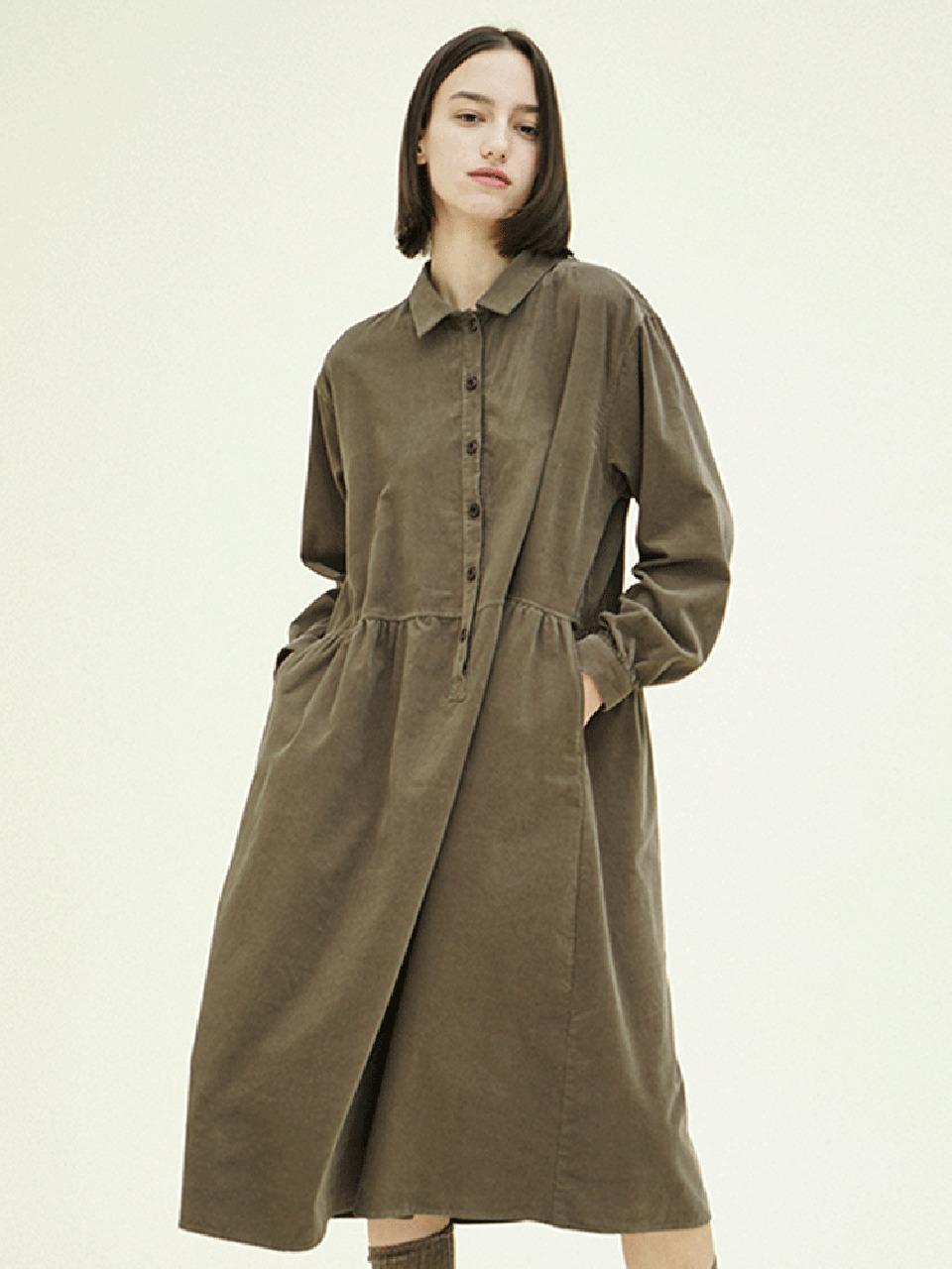 CHIQUITA Pullover Corduroy Dress [Brown] (244201SBR)