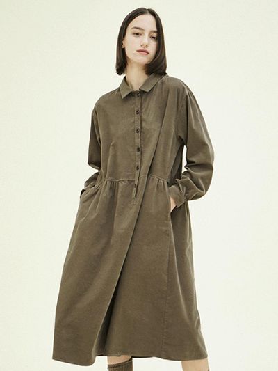 CHIQUITA Pullover Corduroy Dress [Brown] (244201SBR)