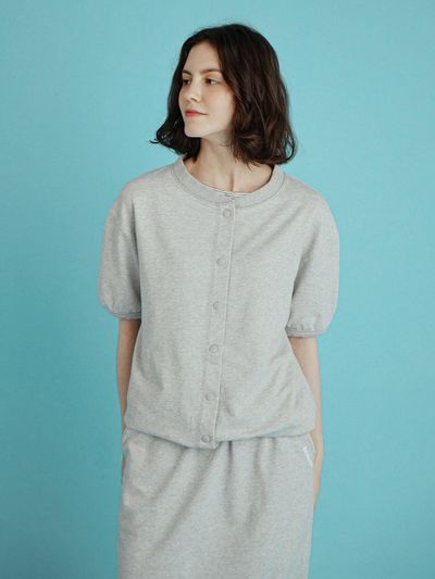 CHIQUITA Quarter Sleeve Sweat Cotton Cardigan (232102SGR) [Gray]