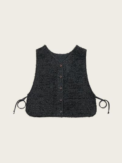 CHIQUITA Reversible Premium Korean Tweed Vest [Black] (251102SBK)