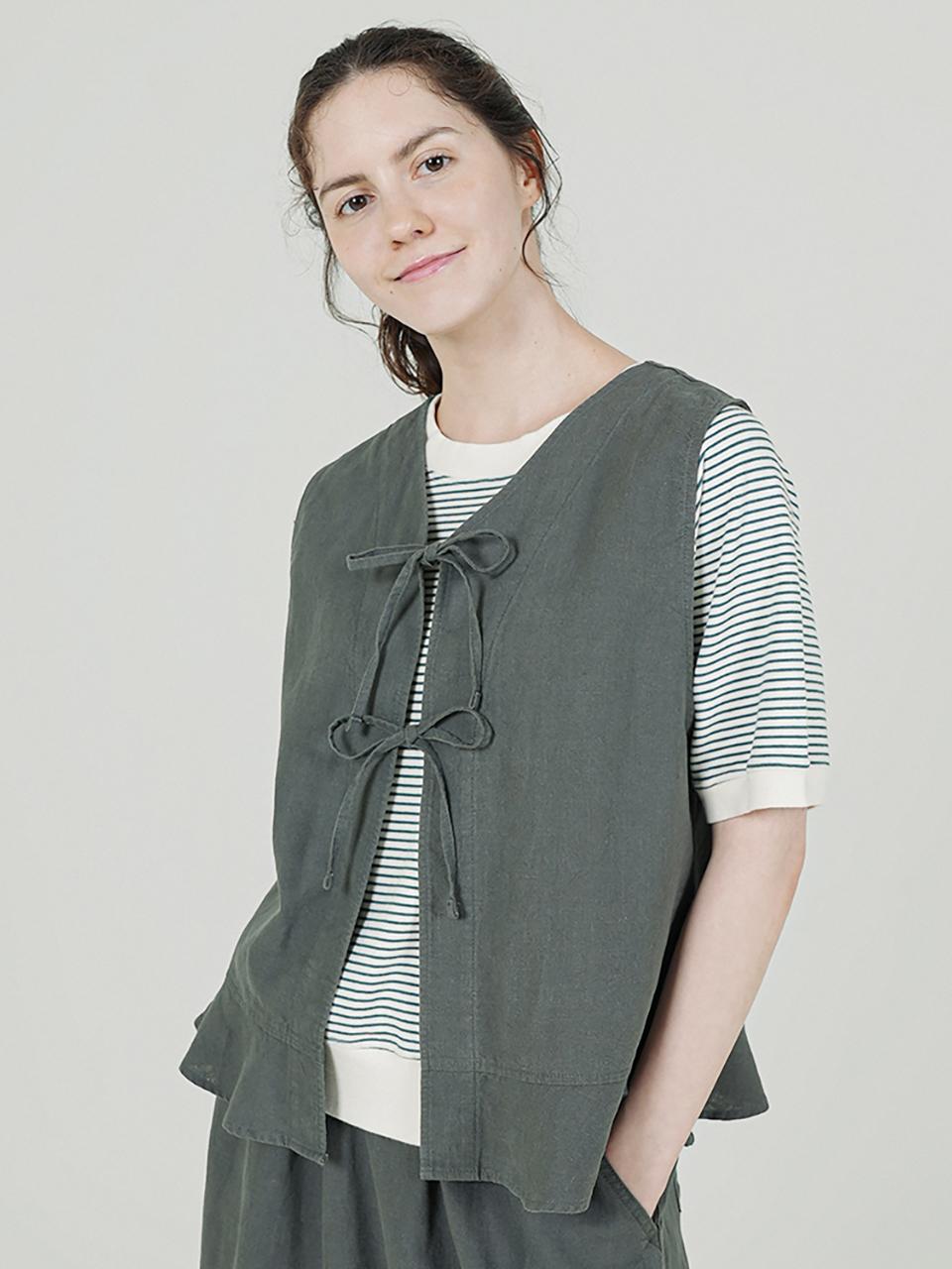 CHIQUITA Reversible Strap Linen Vest (Khaki) (252101SKH)