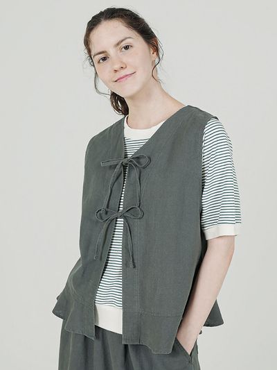 CHIQUITA Reversible Strap Linen Vest (Khaki) (252101SKH)