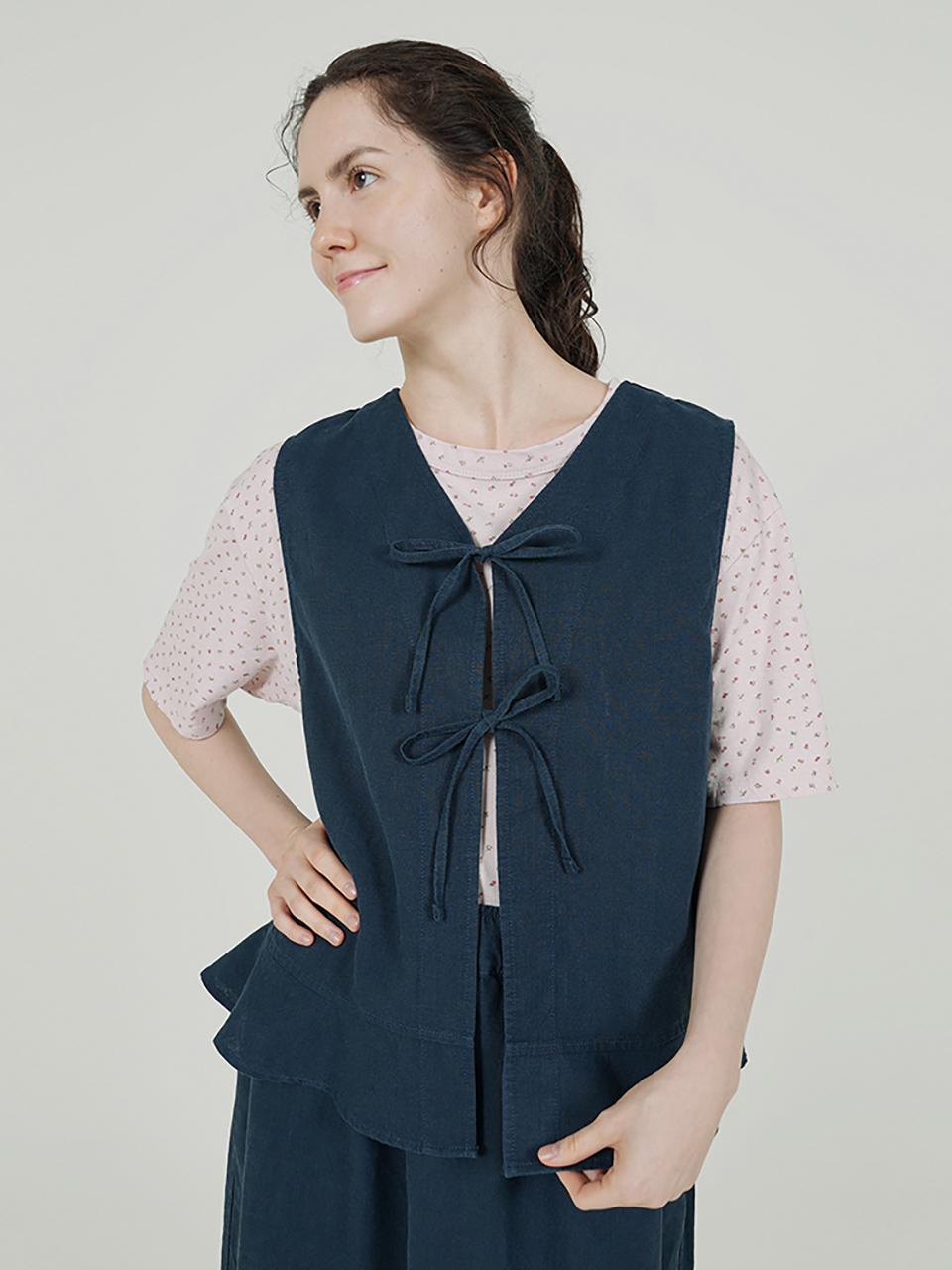 CHIQUITA Reversible Strap Linen Vest [Navy] (252101SNV)