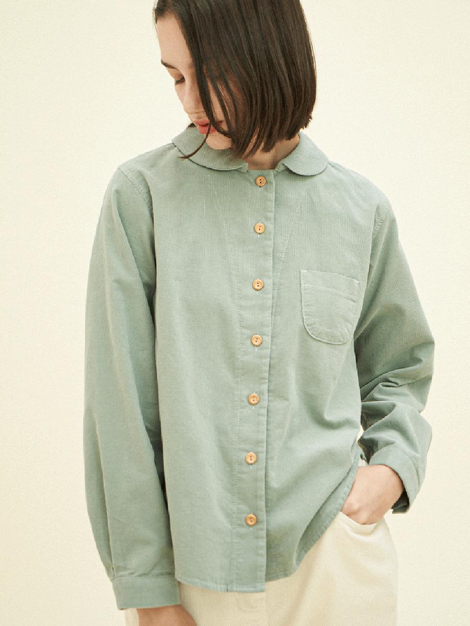 CHIQUITA Round Corduroy Shirt [Sage Green] (244301SSG)