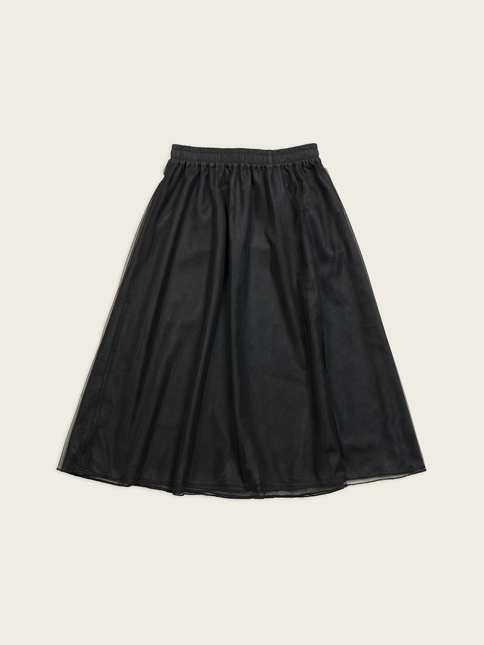 CHIQUITA Sheer Double-Layer High-Waisted Midi Skirt [Black] (251401SBK)