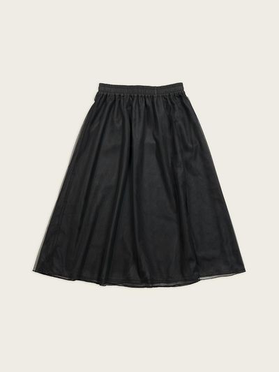 CHIQUITA Sheer Double-Layer High-Waisted Midi Skirt [Black] (251401SBK)