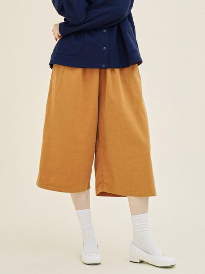 CHIQUITA Shirring Corduroy Cotton Pants (Camel) (233501SCM)