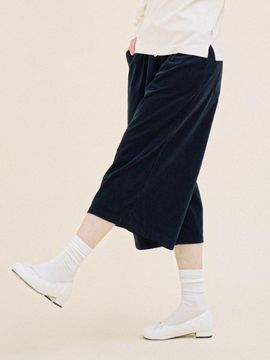 CHIQUITA Shirring Corduroy Cotton Pants [Navy] (233501SNV)