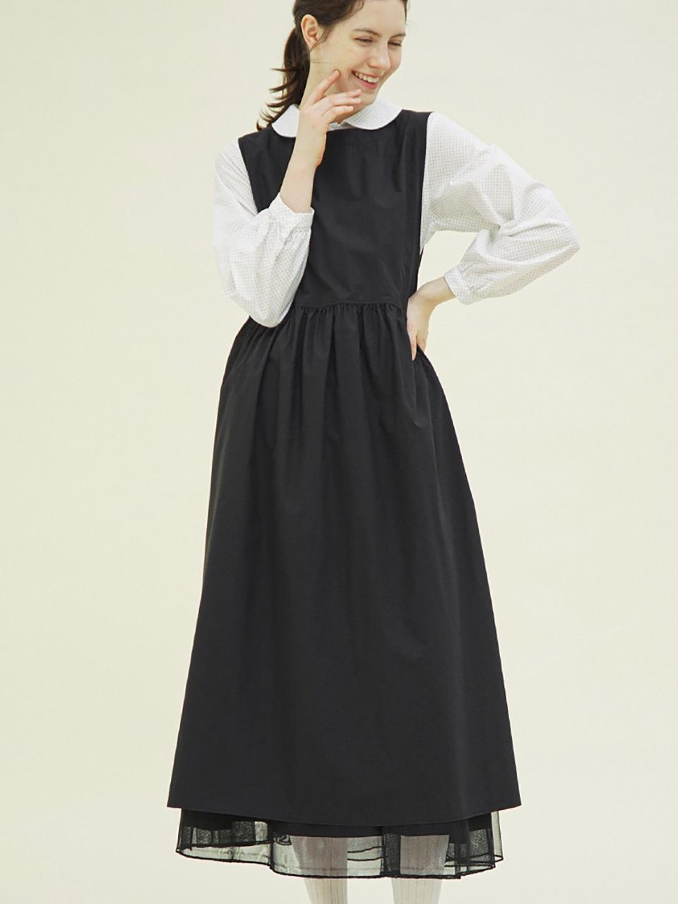 CHIQUITA Spring Apron Light Cotton Dress [Black] (251209SBK)