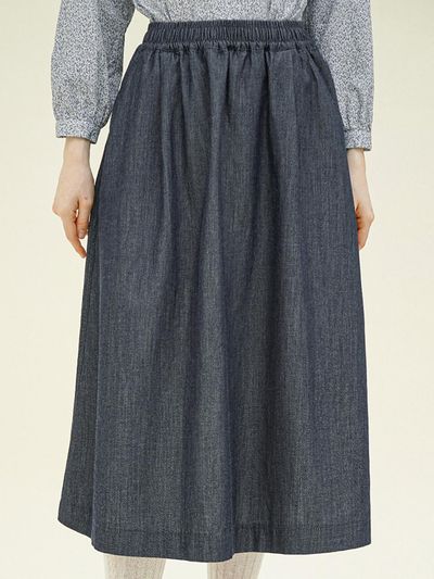 CHIQUITA Spring Denim A-Line Skirt [Indigo] (251404DID)