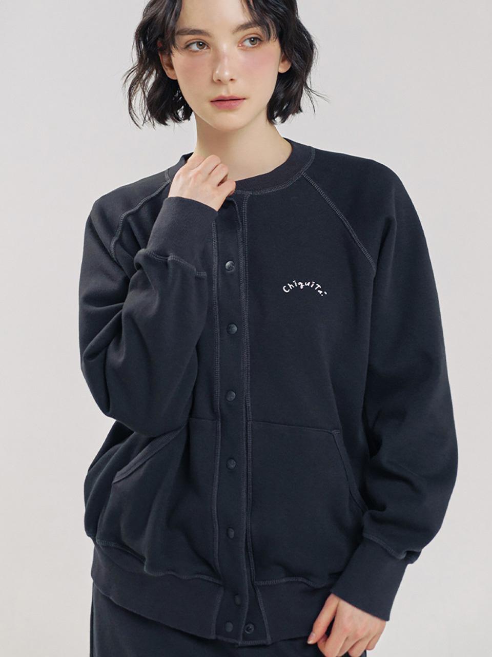 CHIQUITA Sweat Cotton Cardigan [Charcoal] (241103SCH)