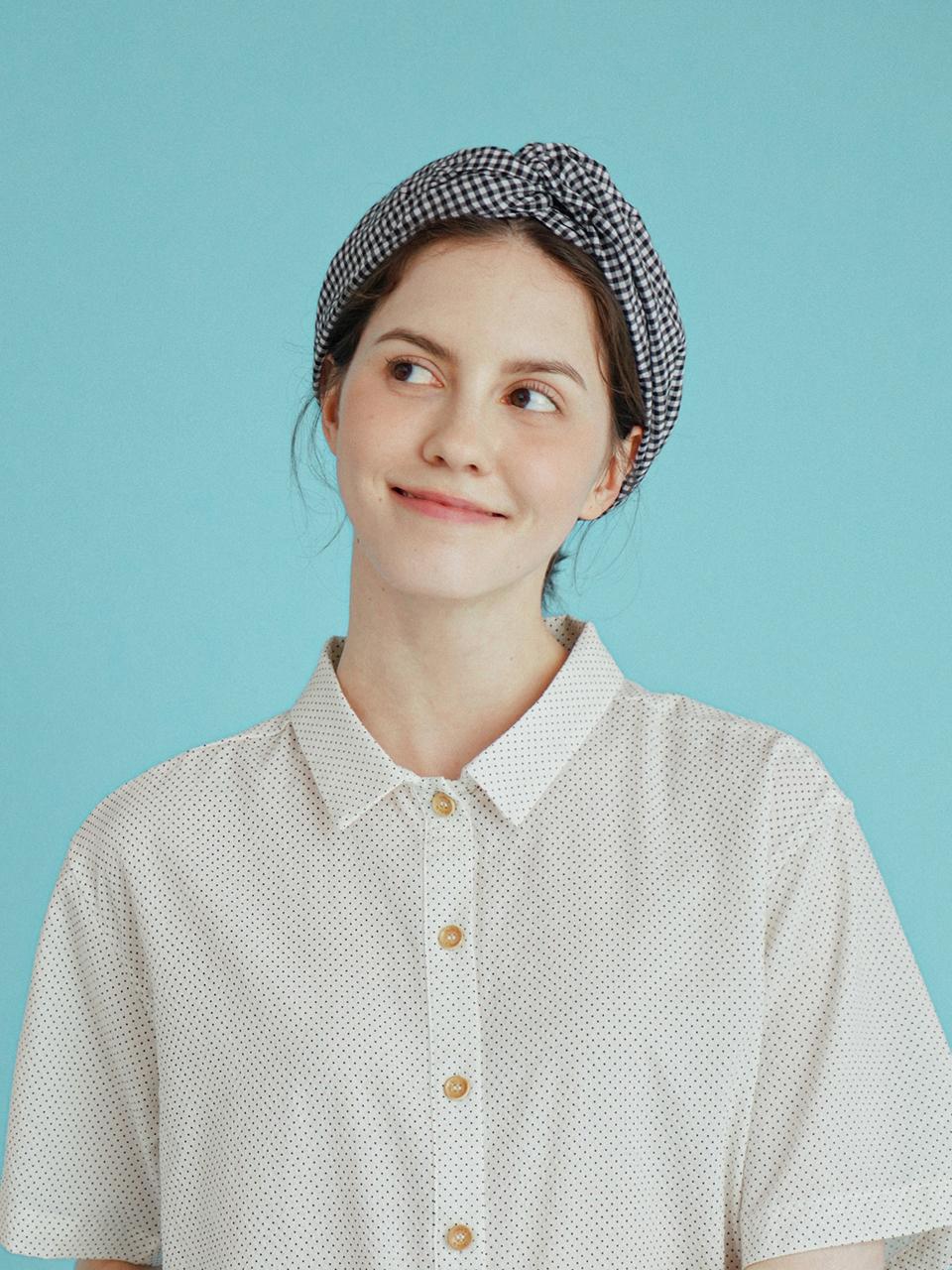 CHIQUITA Turban Check Pattern Headband [Black] (232705SBK)