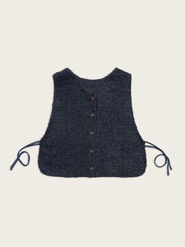 CHIQUITA Tweed Reversible Double Stitched Vest [Navy] (251102SNV)
