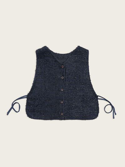 CHIQUITA Tweed Reversible Double Stitched Vest [Navy] (251102SNV)