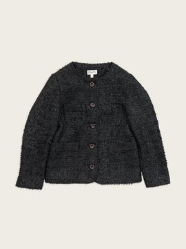 CHIQUITA Tweed Round Neck Slim Loose Jacket [Black] (251101SBK)