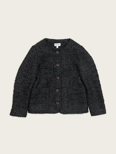 CHIQUITA Tweed Round Neck Slim Loose Jacket [Black] (251101SBK)