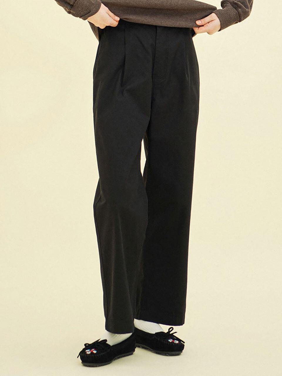 CHIQUITA Wide Cotton Chino Pants [Black] (243501SBK)