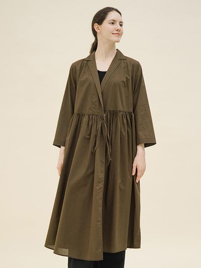 CHIQUITA Wrap Silky Cotton Dress [Brown] (251207SBR)