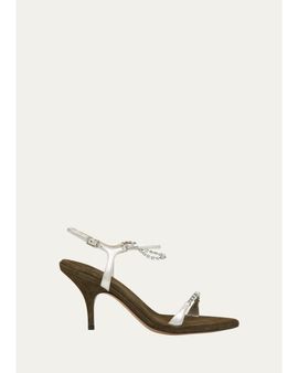 Chloé 80mm Zia Embellished Mixed Leather Sandals