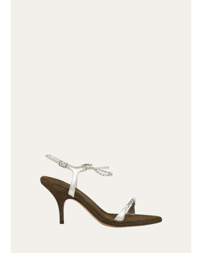 Chloé 80mm Zia Embellished Mixed Leather Sandals