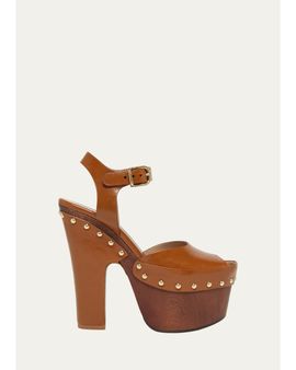 Chloé 90mm Meret Leather Clogs