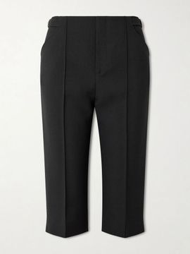 CHLOÉ Buckle-embellished wool-crepe straight-leg capri pants