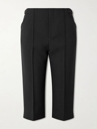 CHLOÉ Buckle-embellished wool-crepe straight-leg capri pants