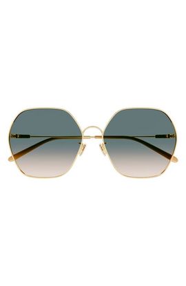 Chloé Chloé 61mm Gradient Polarized Irregular Round Sunglasses
