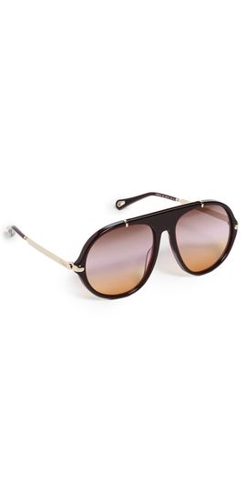 Chloé Chloé Aly Aviator Sunglasses Burgundy/Gold/Pink One