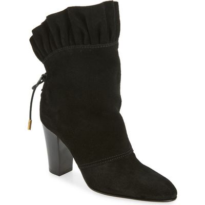 Chloé Chloé Anouk Ruffled Suede Ankle Boot