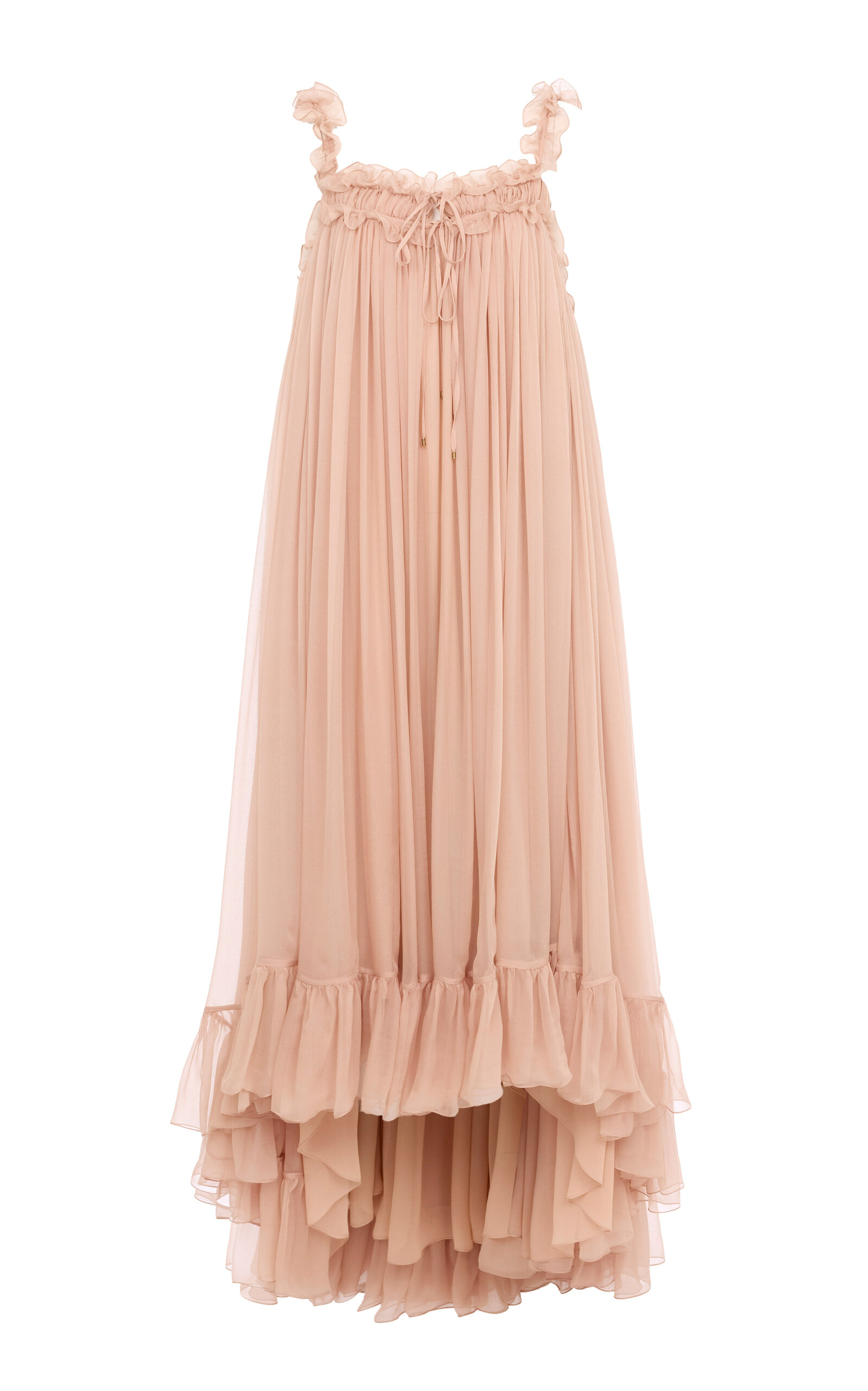 Chloé Chloé Asymmetric Ruffled Chiffon Maxi Dress