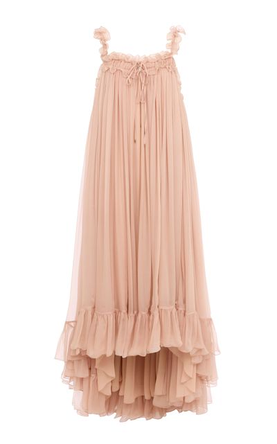 Chloé Chloé Asymmetric Ruffled Chiffon Maxi Dress