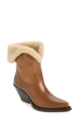 Chloé Chloé Azelan Genuine Shearling Cuff Western Boot