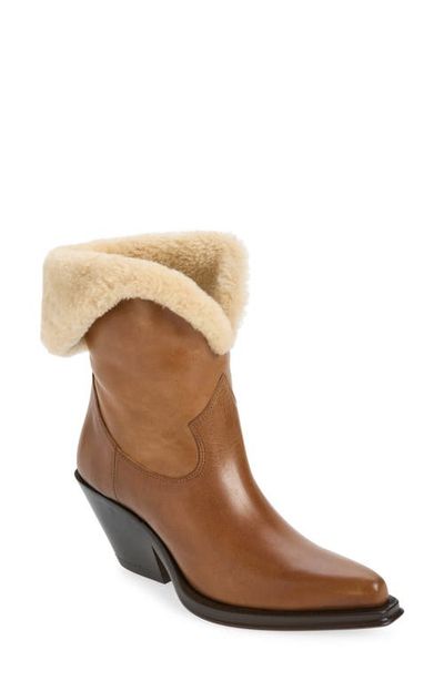 Chloé Chloé Azelan Genuine Shearling Cuff Western Boot