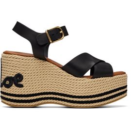 Chloé Chloé Black 'Chloé Sand' Wedge Sandals
