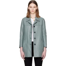 Chloé Chloé Blue Single-Breasted Long Leather Jacket