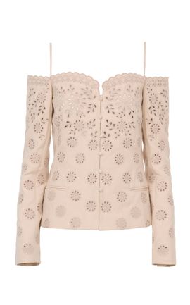 Chloé Chloé Broderie Anglaise CottonLinen OffTheShoulder Jacket