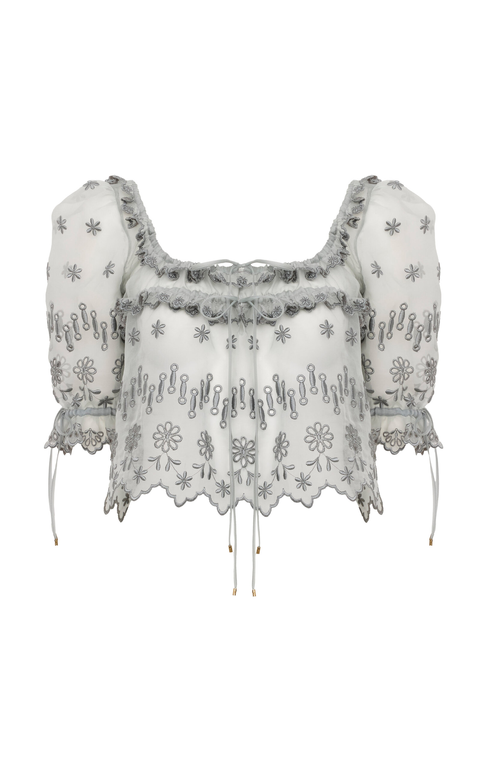 Chloé Chloé Broderie Anglaise Silk Crop Top