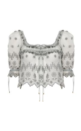 Chloé Chloé Broderie Anglaise Silk Crop Top