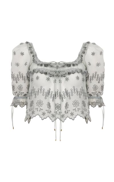 Chloé Chloé Broderie Anglaise Silk Crop Top