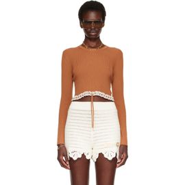 Chloé Chloé Brown Cropped Fitted Sweater