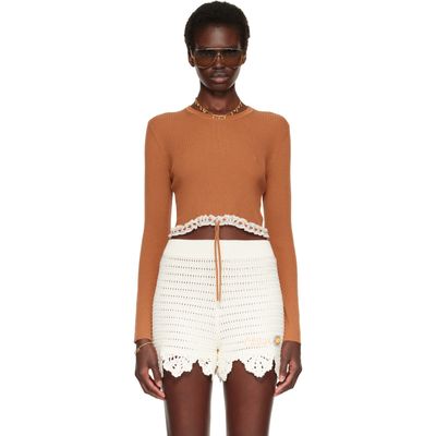 Chloé Chloé Brown Cropped Fitted Sweater