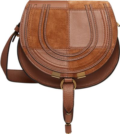 Chloé Chloé Brown Grained & Suede Leather Small Marcie Saddle Bag