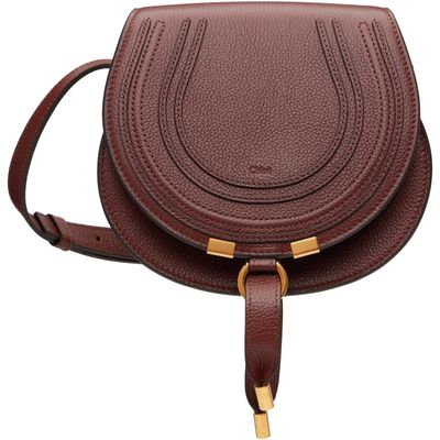Chloé Chloé Brown Grained Leather Marcie Saddle Bag