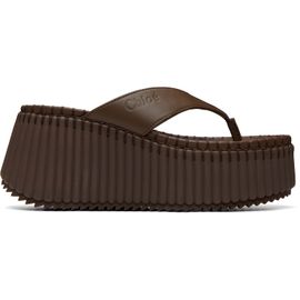 Chloé Chloé Brown Napa Wedge Heeled Sandals